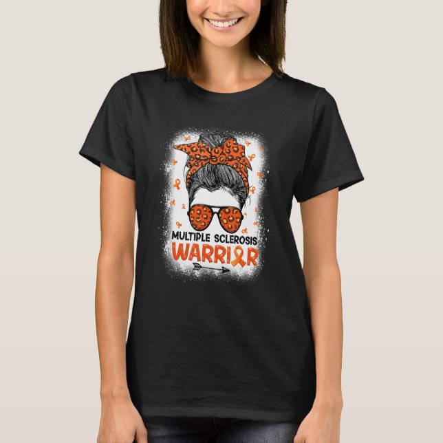 T-shirt Mme Warrior Messy Bun Leopard Sclérose multiple A (Devant)
