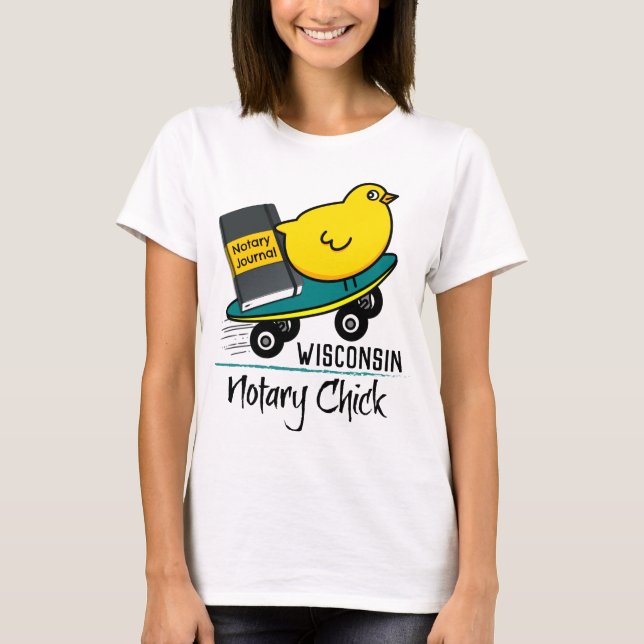 T-shirt Mobile Notaire Chick Riding Skateboard Wisconsin (Devant)