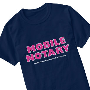 T-shirt Mobile Notaire Public Pink Navy Editable Website