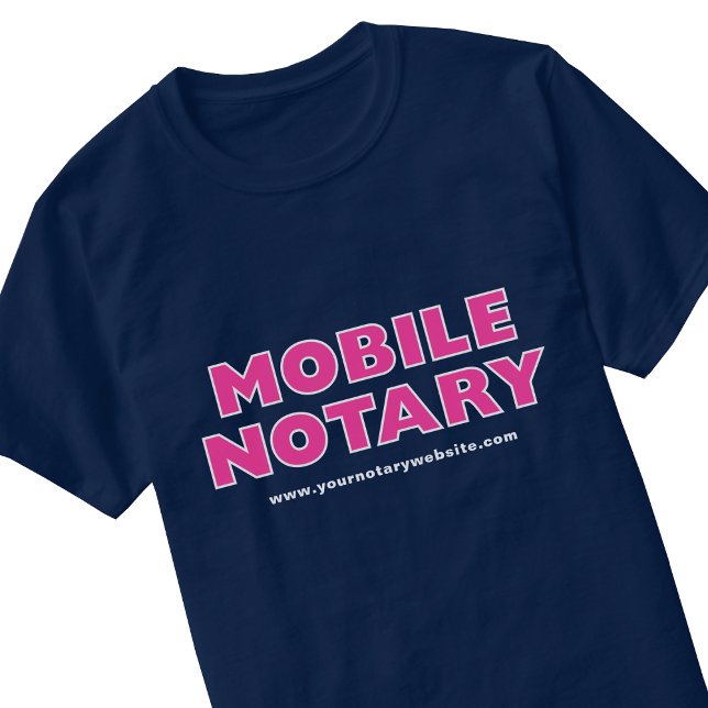 T-shirt Mobile Notaire Public Pink Navy Editable Website (Créateur téléchargé)
