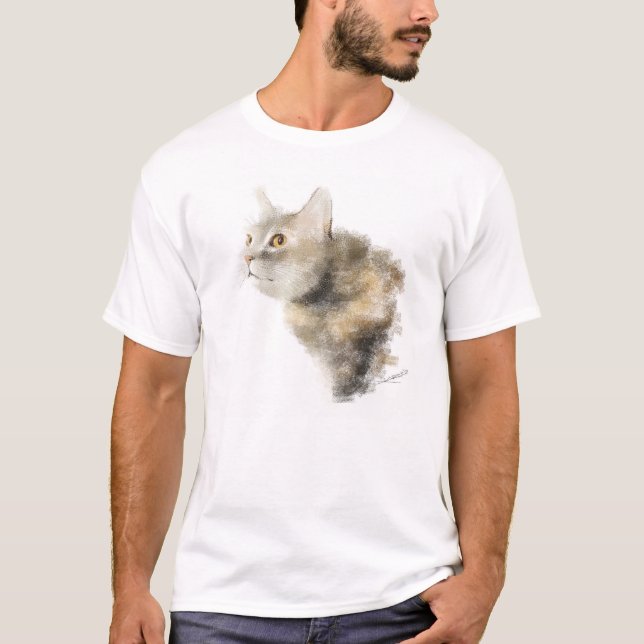 T-shirt "Mocha le chat en mode chasse" - Dessin pastel (Devant)