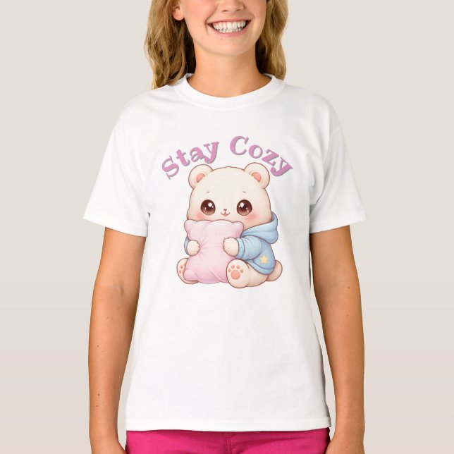 T-shirt Mochi Cuddle Bear Cute Kawaii Style Pillow Hug  (Devant)