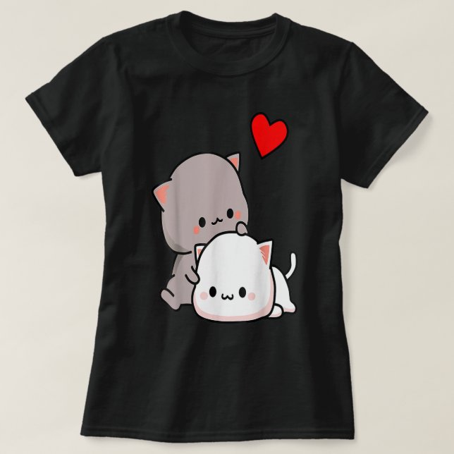 T-shirt Mochi peach cat goma love  (Design devant)