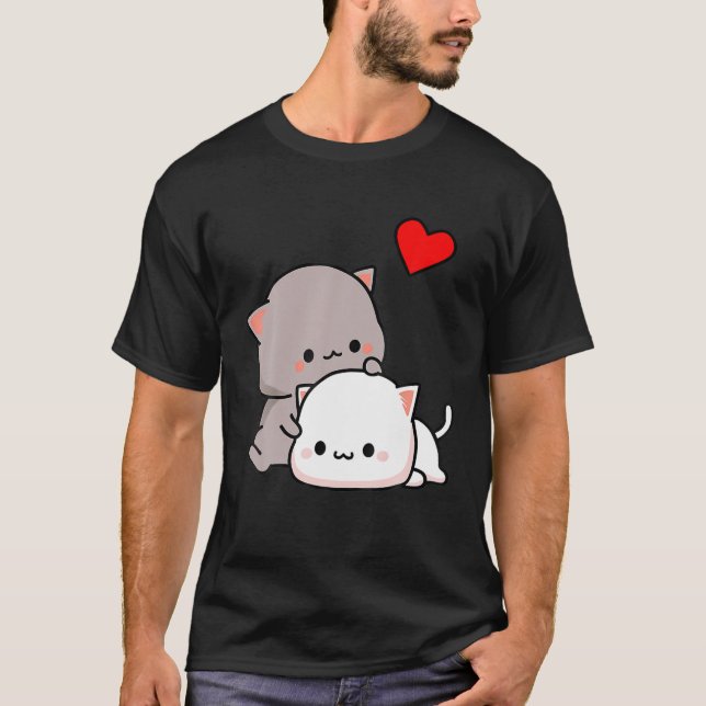 T-shirt Mochi Peach Chat Goma Love, Saint-Valentin 2022 (Devant)