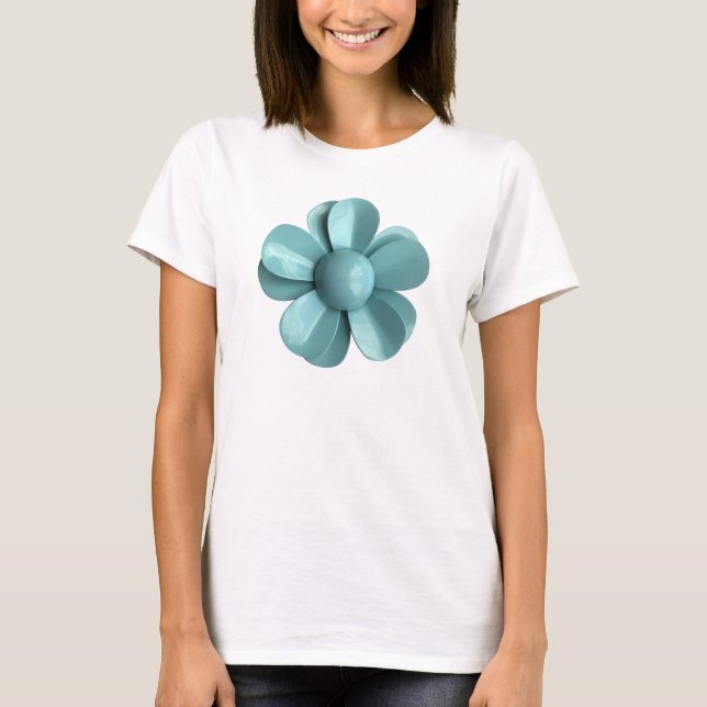 T-shirt MoD Hippie des années 60 Big Blue Daisy Flower (Devant)
