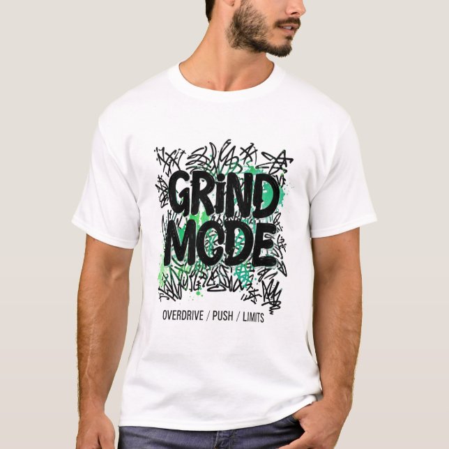 T-shirt Mode Broyeuse Éclaboussure Verte Graffiti Hustle (Devant)