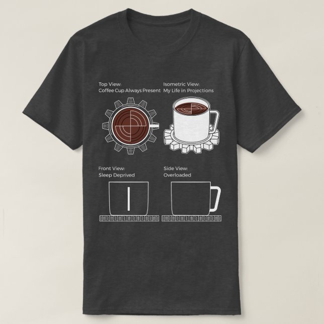 T-shirt Mode CAO : Café, Engrenages et Chaos (Design devant)