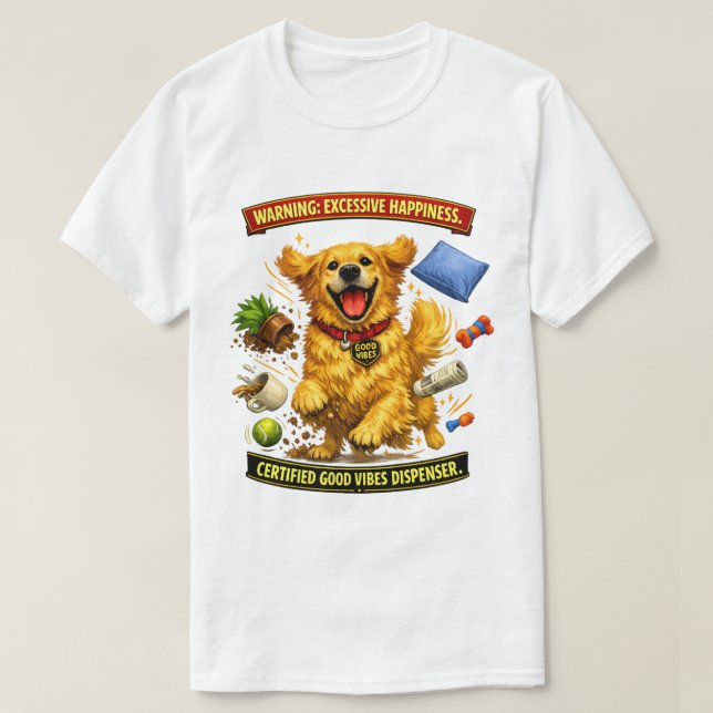 T-Shirt Mode Chaos Golden Retriever Activé (Design devant)