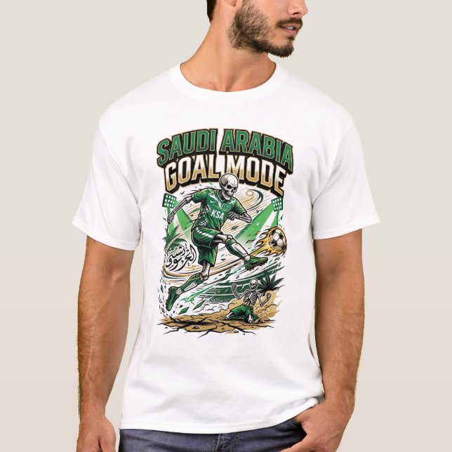 T-shirt Mode de but de l'Arabie saoudite Skeleton Striker  (Devant)