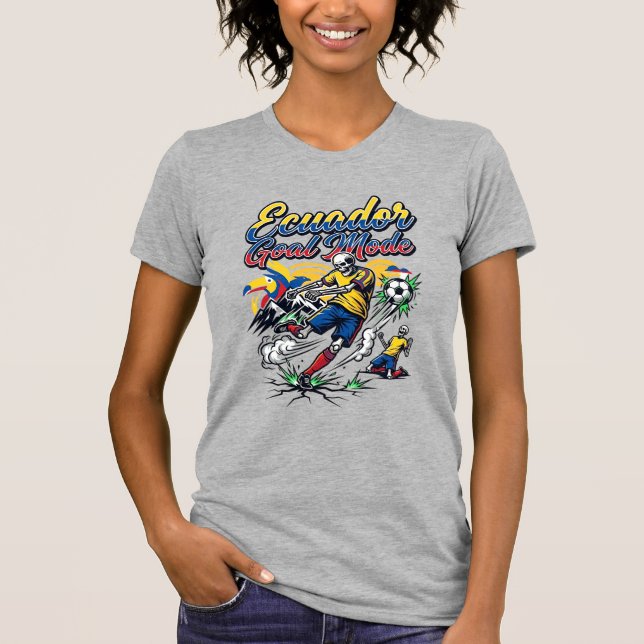 T-shirt Mode de but de l'Équateur Skeleton Striker Nations (Devant)