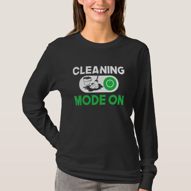 T-shirt Mode de nettoyage activé Concierge Femme de ménage (Devant)
