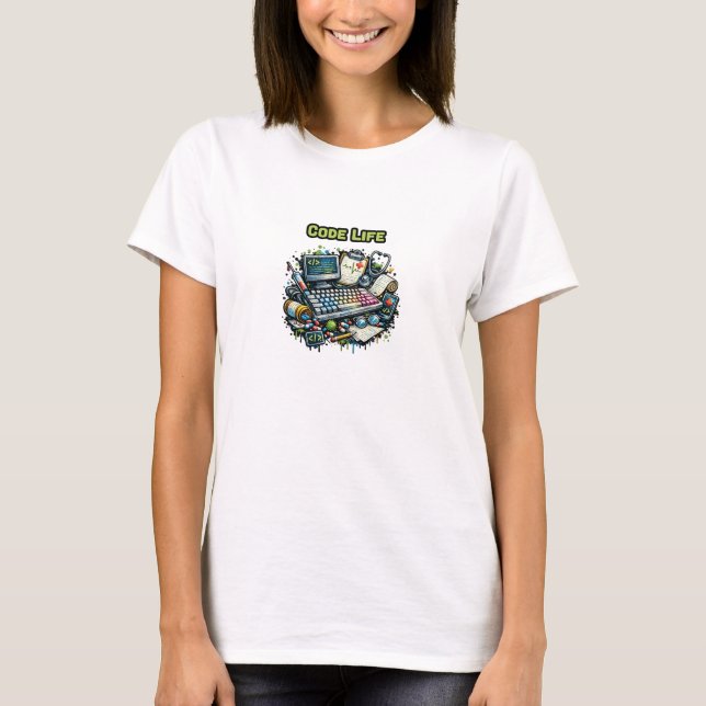 T-shirt Mode de vie de programmeur développeur geeek code (Devant)