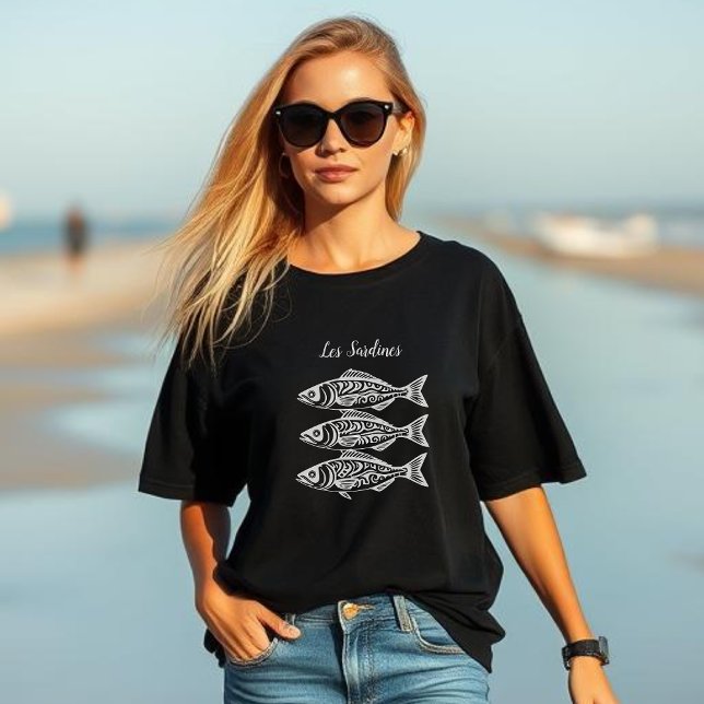 T-shirt Mode des pêcheurs tribaux de Sardines-Hawaï (Les Sardines Hawaiian Tribal Pattern Trending Fisherman Style Summer Beach Coastal)