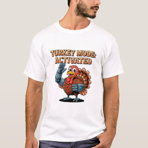 T-shirt Mode Dinde Activé Drôle de Robot de Thanksgiving H