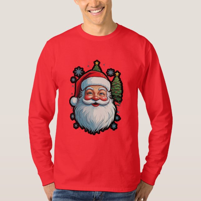 T-shirt "Mode festive : Père Noël, Neige et Arbre de Noël  (Devant)