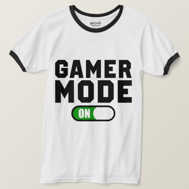 T-shirt Mode Gamer On- Cadeau pour Streamers & Gamers (Design devant)