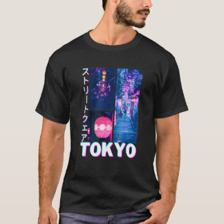 T-shirt Mode japonaise Glitch Cyberpunk Tokyo Streetwear E
