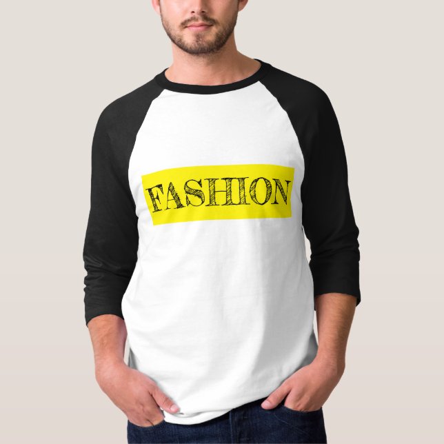 T-shirt Mode Manches longues noires, blanches et jaunes (Devant)