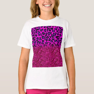 T-shirt Mode moderne rose violet Parties scintillant Leopa