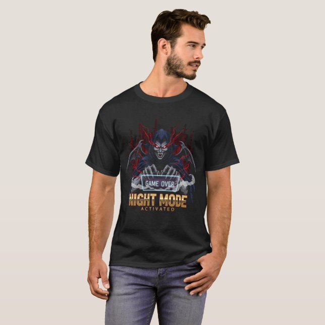 T-shirt Mode nuit Activé Vampire Gamer Shirt | Funny G (Devant entier)