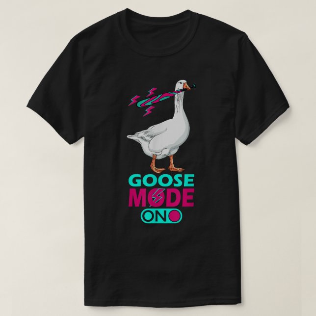 T-shirt Mode Oie Sur Canard Poulets Retro Oie  (Design devant)