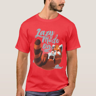 T-shirt Mode paresseux activé Panda roux mignon et duveteu