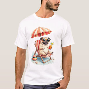 T-shirt Mode Plage Pug Design Été