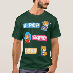 T-shirt Mode pour les fans de coréen K-Pop, BOBA, Ramen et