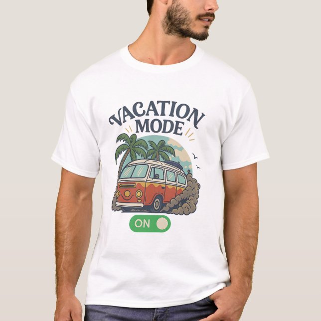 T-shirt Mode Vacances Activé - Rétro VW Camper Van Palm Tr (Devant)