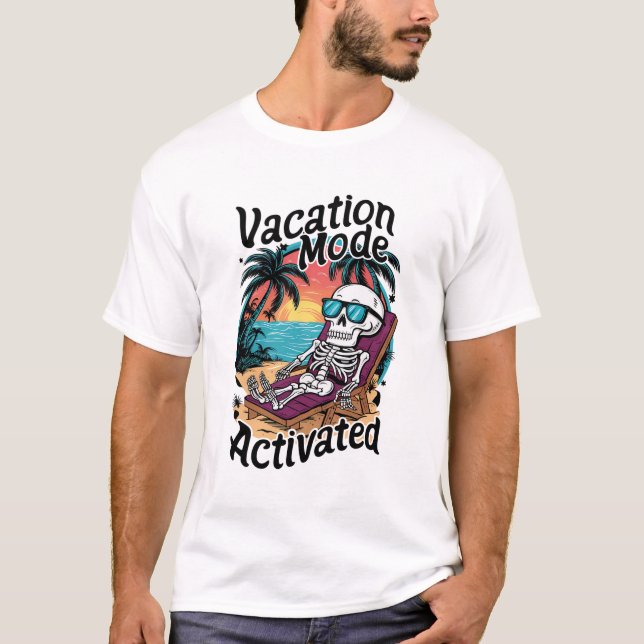 T-shirt Mode vacances Activé Skeleton Beach Design (Devant)