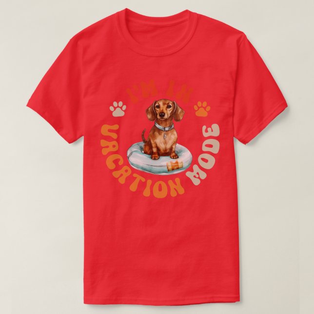 T-shirt Mode Vacances Chien Dachshund (Design devant)