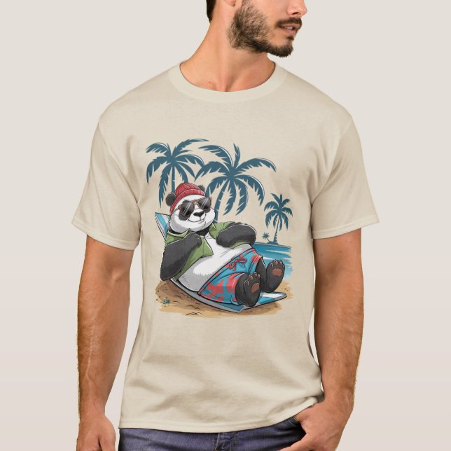 T-shirt Mode Vacances Panda Chilling (Devant)
