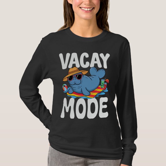 T-shirt Mode Vacay Funny Manatee Graphisme, Regroupement C (Devant)