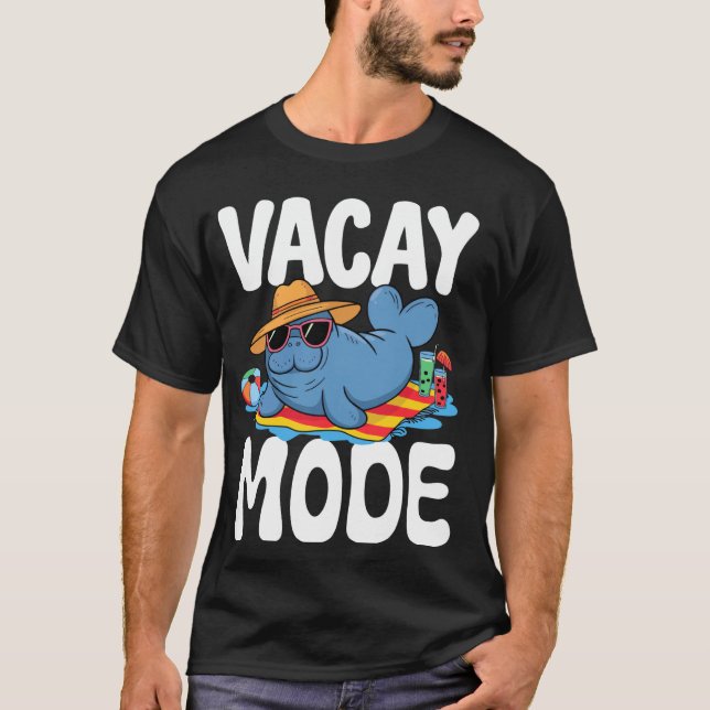 T-shirt Mode Vacay Funny Manatee Graphisme, Regroupement C (Devant)