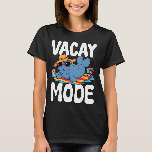 T-shirt Mode Vacay Funny Manatee Graphisme, Regroupement C (Devant)