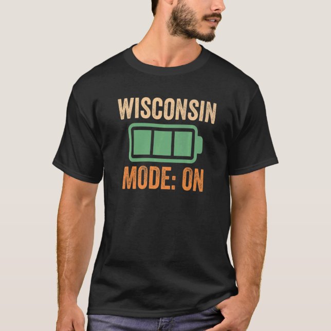 T-shirt Mode Wisconsin Sur Batterie (Devant)