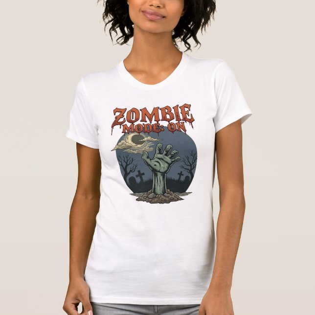 T-shirt Mode Zombie Halloween Main Lune Cimetière_1 (Devant)