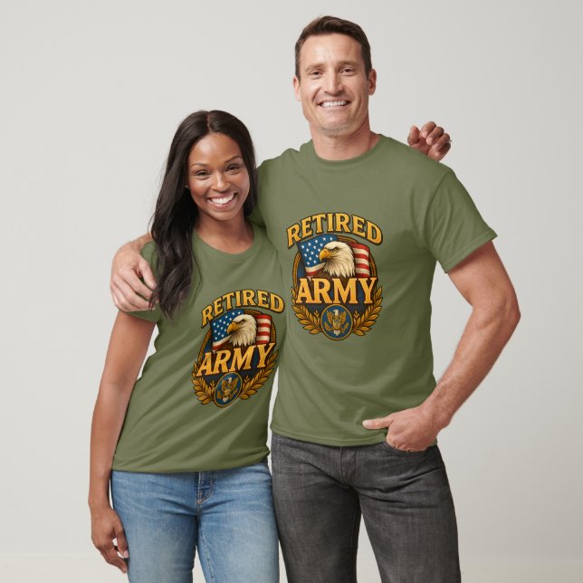 T-shirt Modèle ARMY retraité avec drapeau et aigle (Unisexe)