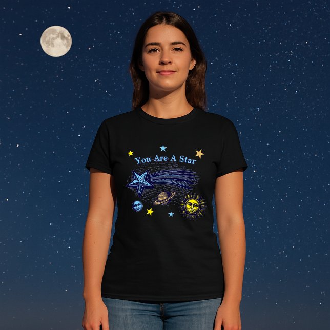 T-shirt Modèle d'affirmation d'art céleste d'étoile filant (Créateur téléchargé)