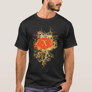 T-shirt Modèle Damas rétro avec lettre monographie X