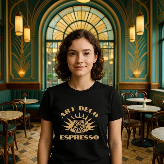 T-shirt Modèle de café Espresso Art déco rétro (Créateur téléchargé)