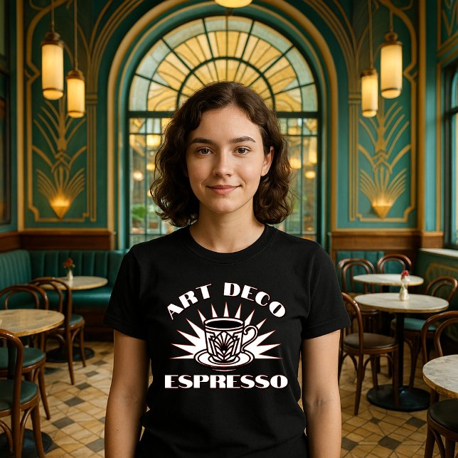 T-shirt Modèle de café Espresso Art déco rétro (Créateur téléchargé)
