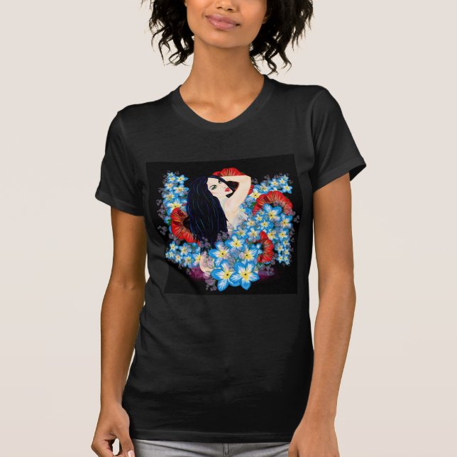 T-shirt Modèle de charme dans un lit de fleurs de pavot, A (Devant)