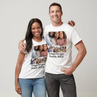 T-shirt Modèle de collage photo avec nom de famille et ann