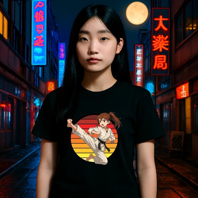 T-shirt Modèle de fille de karaté d'anime sur coucher de s (Créateur téléchargé)