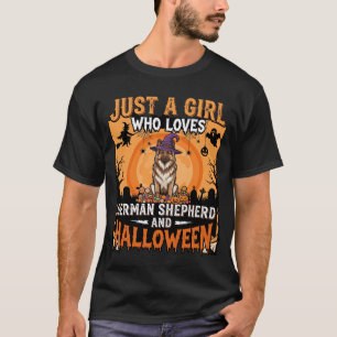 T-shirt Modèle de fille Halloween sorcière Berger Allemand