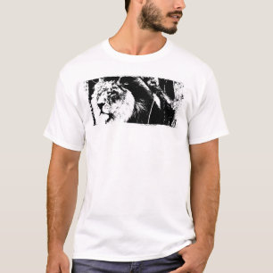 T-shirt Modèle de Lion Branché Blanc Élégant Moderne