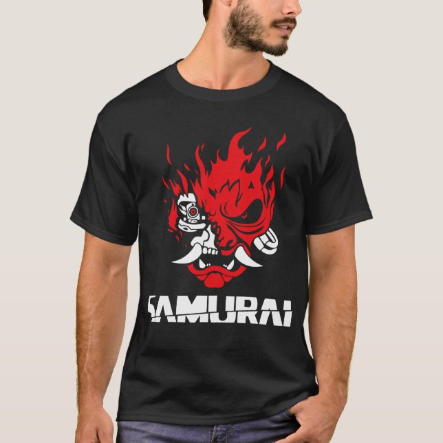 T-shirt Modèle de masque de flamme Samurai (Devant)