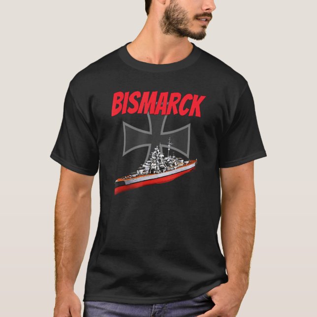 T-shirt Modèle de navire allemand Bismarck de la Seconde G (Devant)