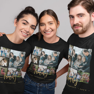 T-shirt Modèle de texte de collage photo de famille 6 pers